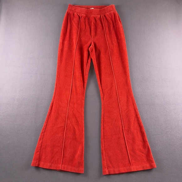 aerie Pants - Aerie Red Corduroy Flare Pants High Waisted Wide Leg Ribbed Small Regular